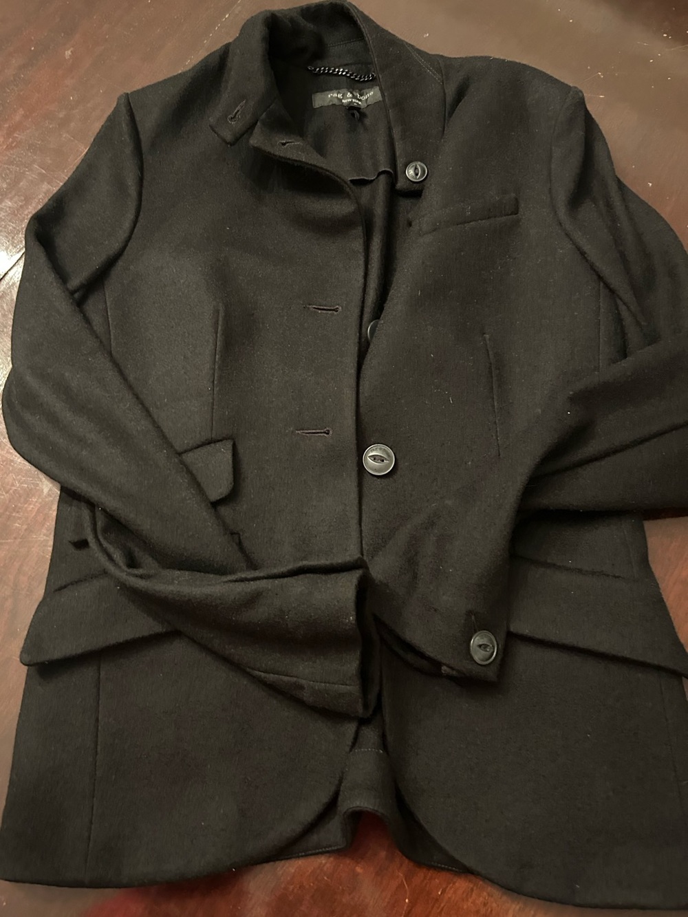 Rag & Bone Slade Black Wool Women's Button-Front Jacket